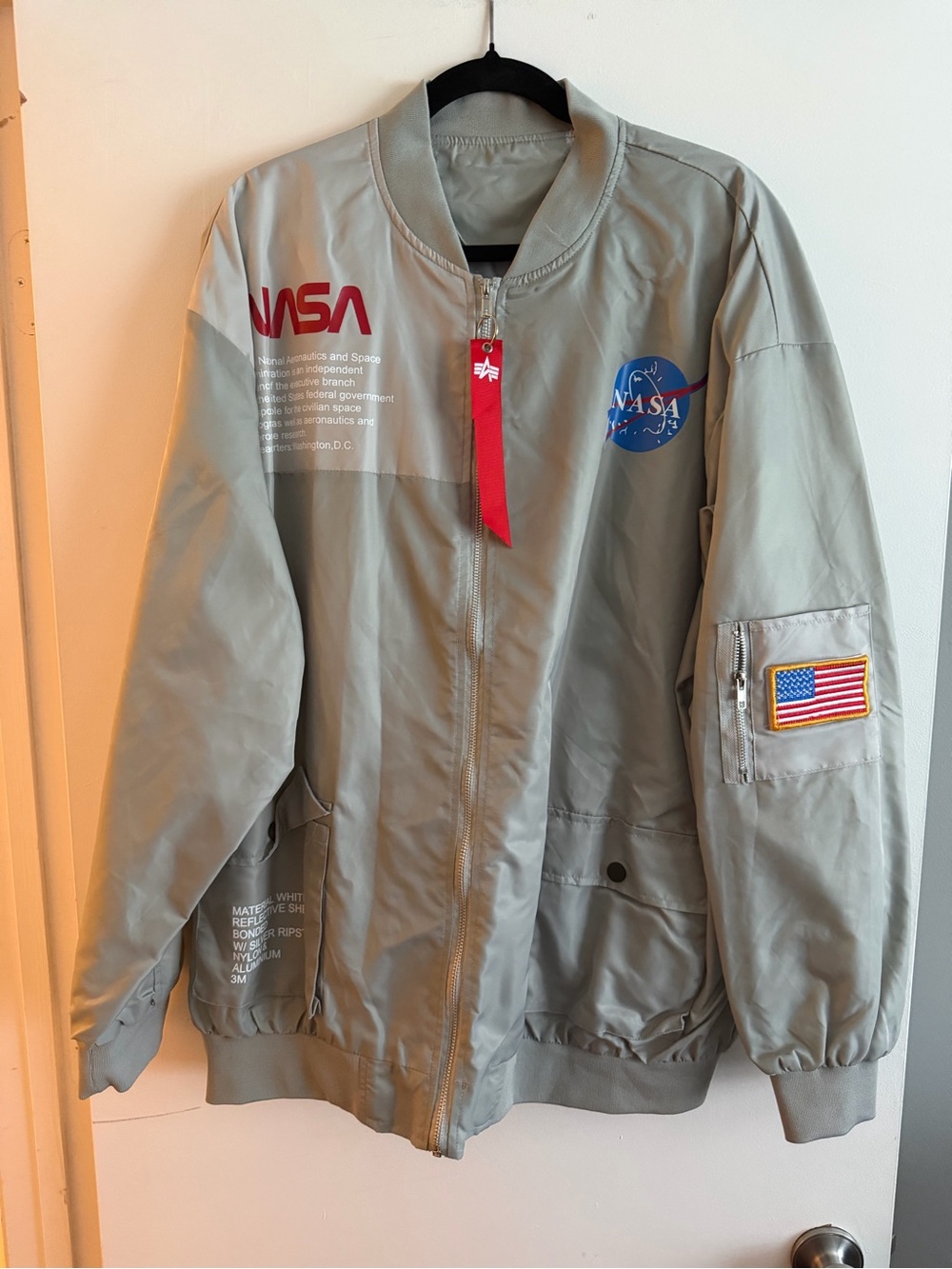 Men's Light Gray Bomber Jacket - Logo